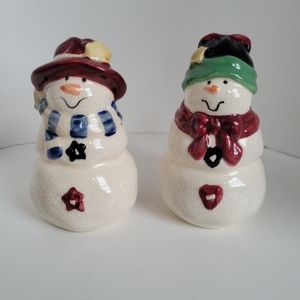 Vintage Vigor Ceramic Country Snowman S/P Shakers
